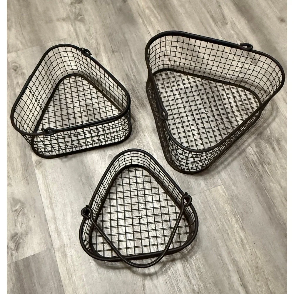 Iron unique triangle‎ nesting baskets farmhouse rustic heavy duty